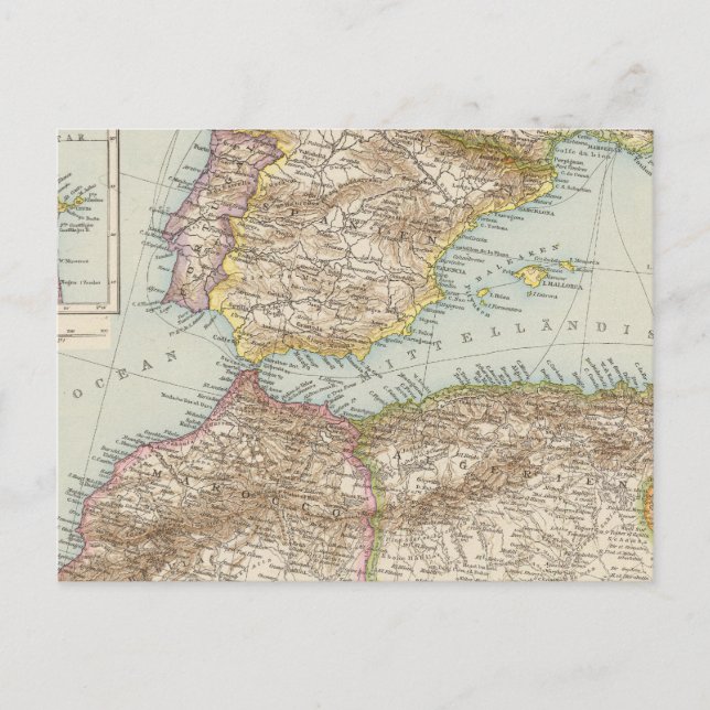 Postal Mapa del Mediterráneo Occidental (Anverso)