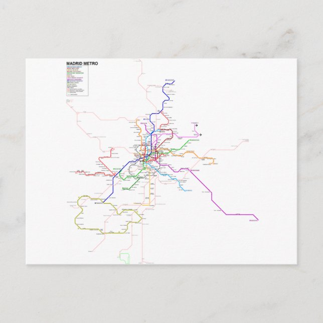 Postal Mapa del Metro de Madrid (España) (Anverso)