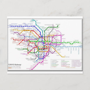 Postal Mapa del Metro de Tokio