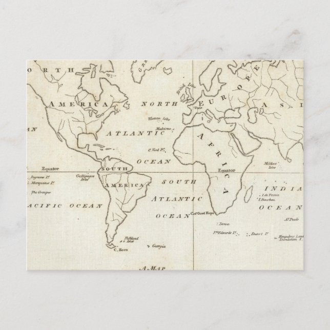 Postal Mapa del mundo (Anverso)