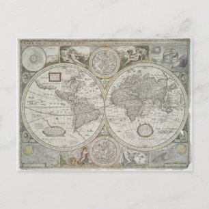 Postal Mapa del mundo   1676