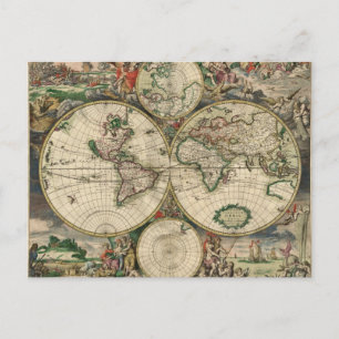 Postal Mapa del mundo antiguo