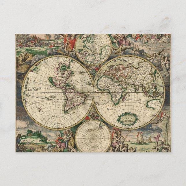 Postal Mapa del mundo antiguo (Anverso)