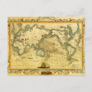 Postal Mapa del mundo antiguo