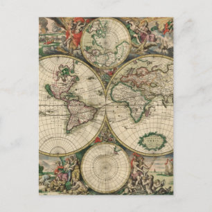 Postal Mapa del mundo antiguo