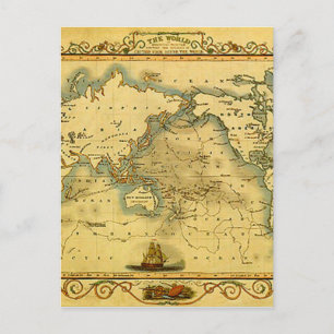 Postal Mapa del mundo antiguo