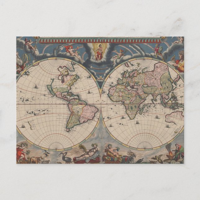 Postal Mapa del Mundo Antiguo: Arte de Cartografía Histór (Anverso)