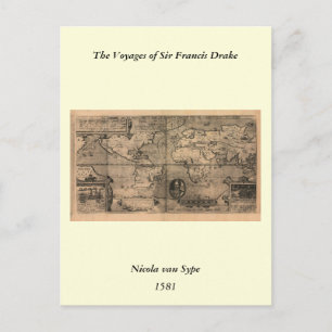 Postal Mapa del mundo antiguo de 1581 de Nicola van Sype
