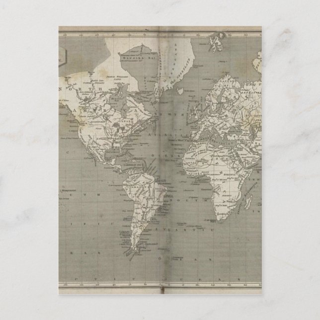 Postal Mapa del mundo antiguo de 1820 (Anverso)