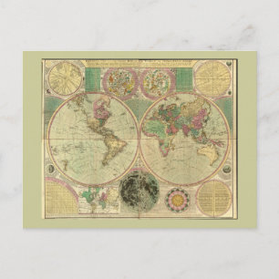 Postal Mapa del mundo antiguo de Carington Bowles, alrede