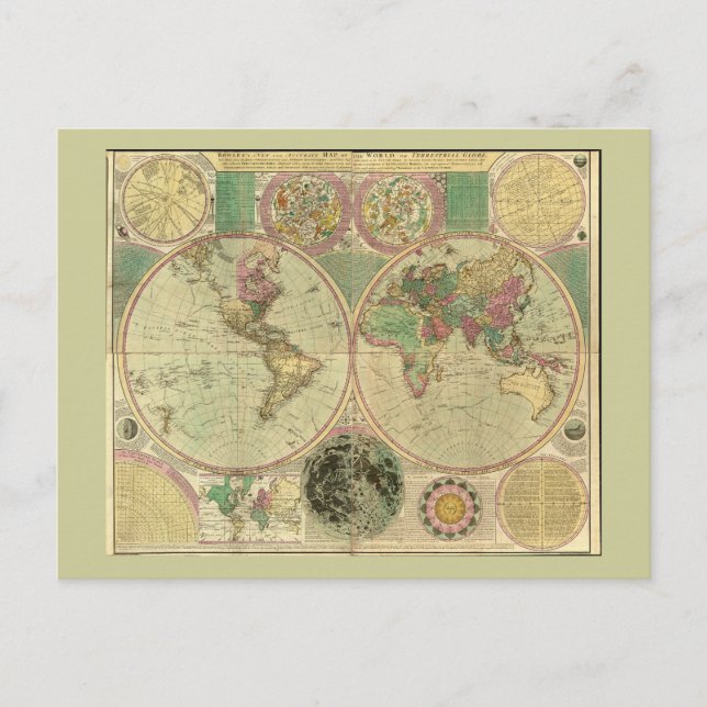 Postal Mapa del mundo antiguo de Carington Bowles, alrede (Anverso)