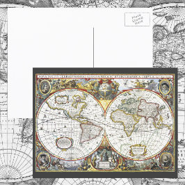 Postal Mapa del mundo antiguo de Hendrik Hondius, 1630
