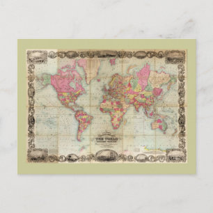 Postal Mapa del mundo antiguo de John Colton, alrededor d