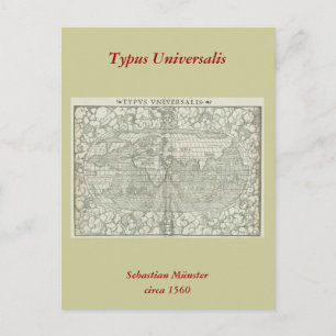 Postal Mapa del mundo antiguo de Sebastian Münster alrede