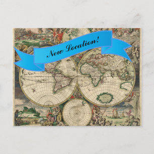 Postal Mapa del Mundo Antiguo Nueva Ubicación