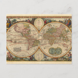 Postal Mapa del mundo antiguo, raro e histórico