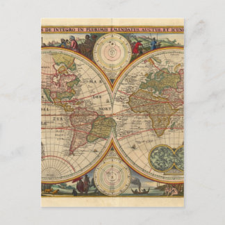 Postal Mapa del mundo antiguo, raro e histórico