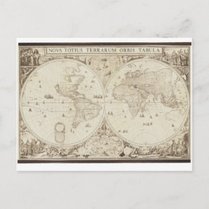 Postal Mapa del mundo antiguo y antiguo