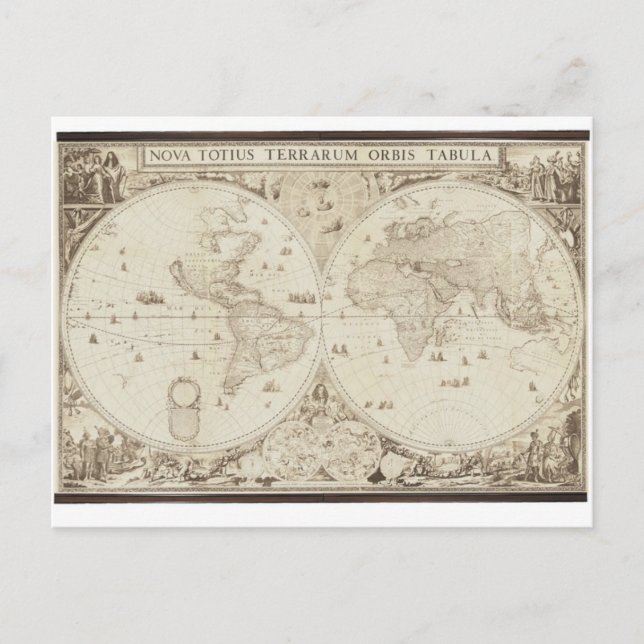 Postal Mapa del mundo antiguo y antiguo (Anverso)