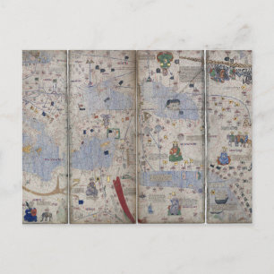 Postal Mapa del Mundo Catalán del Atlas 14th c. Abraham C
