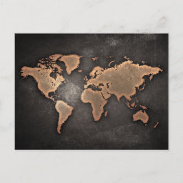 Postal Mapa del mundo cuero geográfico marrón