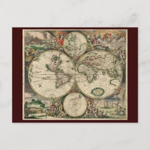 Postal Mapa del mundo de Gerard Van Schagen, 1689