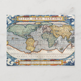 Postal Mapa del Mundo de la Antigüedad del Siglo XVI