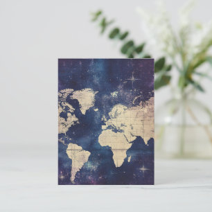 Postal Mapa del mundo de la púrpura vintage celestial (7)
