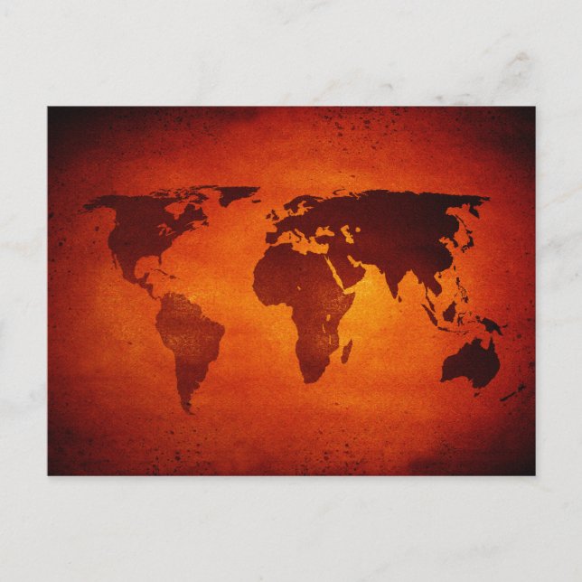 Postal Mapa del mundo de naranjas de época (Anverso)