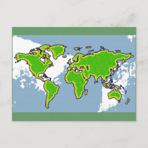 Postal mapa del mundo del color verde