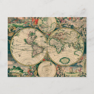 Postal Mapa del mundo del siglo XVII