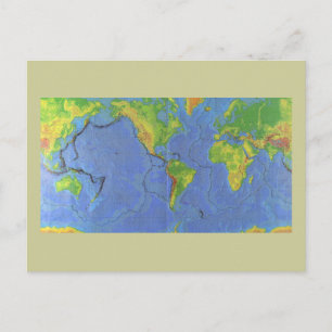Postal Mapa del mundo físico de 1994 - Placas tectónicas