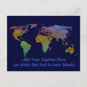 Postal Mapa del mundo lavado de colores