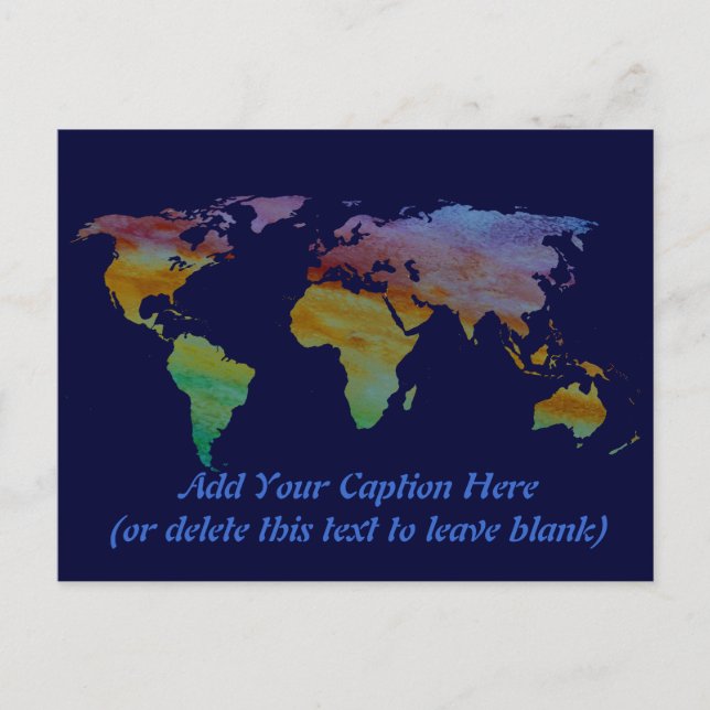 Postal Mapa del mundo lavado de colores (Anverso)