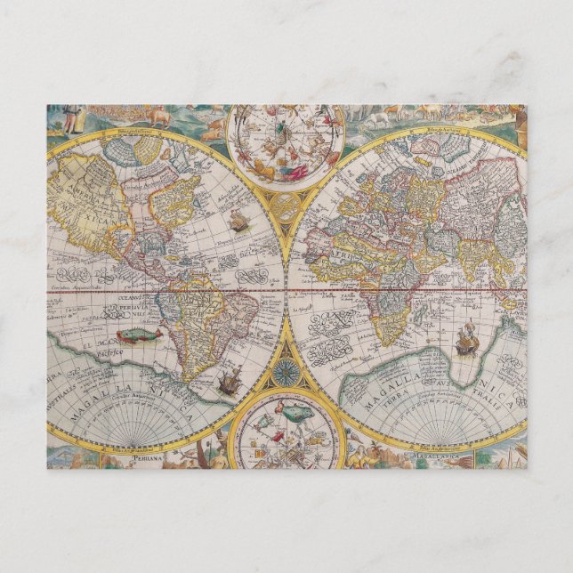 Postal Mapa del Mundo Medieval De 1525 (Anverso)