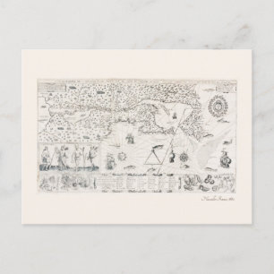 Postal Mapa del mundo medieval Quebec Nouvelle-France Amé