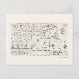 Postal Mapa del mundo medieval Quebec Nouvelle-France Amé