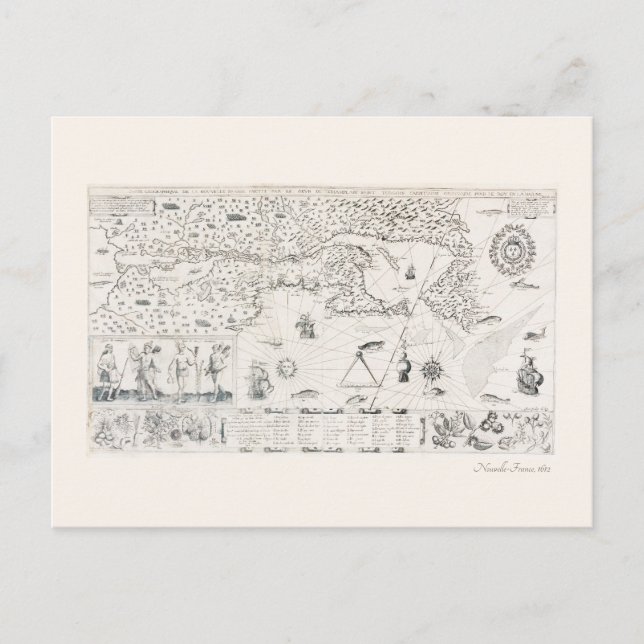 Postal Mapa del mundo medieval Quebec Nouvelle-France Amé (Anverso)