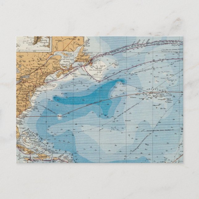Postal Mapa del Océano Atlántico Norte (Anverso)