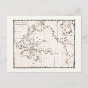 Postal Mapa del Océano Pacífico de la antigüedad de los a