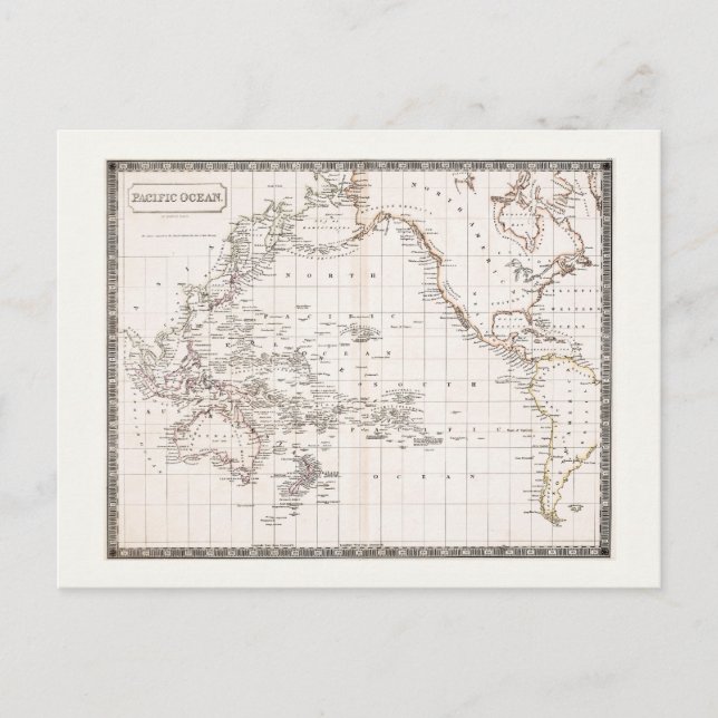 Postal Mapa del Océano Pacífico de la antigüedad de los a (Anverso)