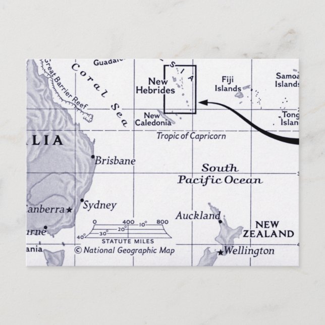 Postal Mapa del Océano Pacífico Sur (Anverso)