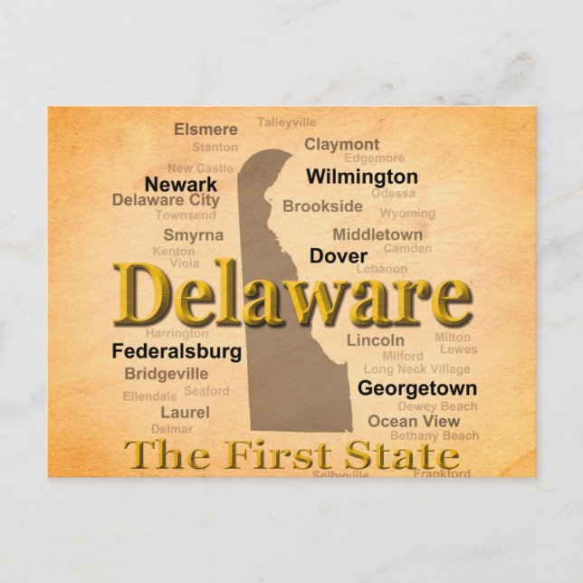 Postal Mapa del Orgullo del Estado de Delaware (Anverso)