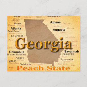 Postal Mapa del Orgullo del Estado de Georgia de la vejez