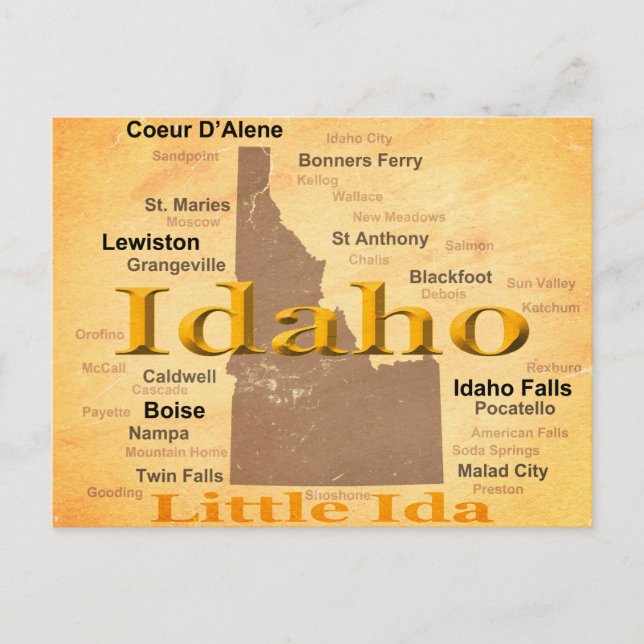 Postal Mapa del Orgullo del Estado de Idaho Aged Silhouet (Anverso)