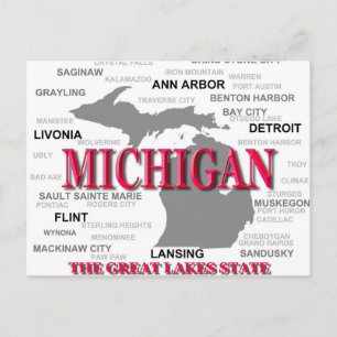 Postal Mapa del Orgullo del Estado de Michigan