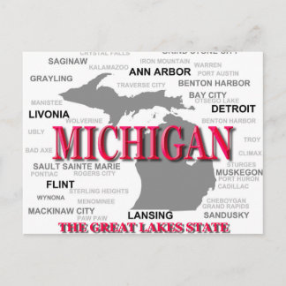 Postal Mapa del Orgullo del Estado de Michigan
