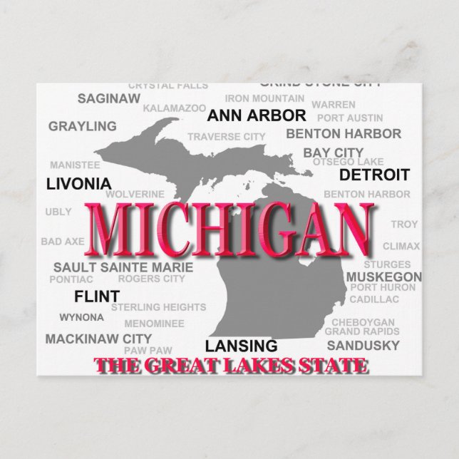 Postal Mapa del Orgullo del Estado de Michigan (Anverso)