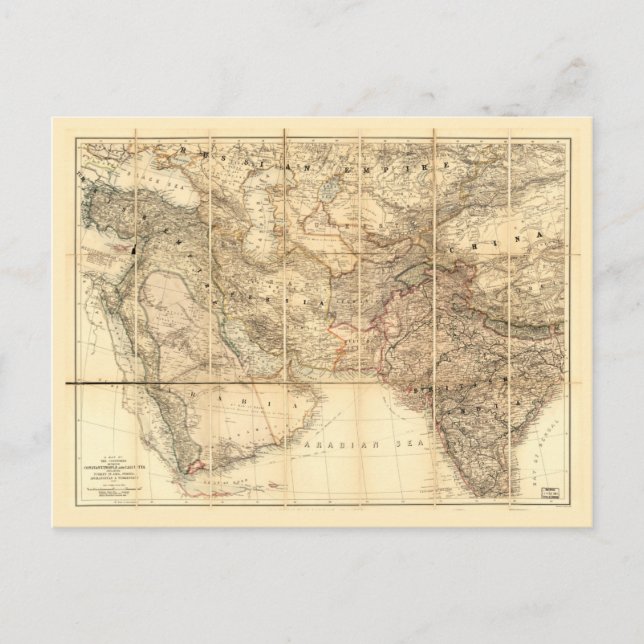 Postal Mapa del Oriente Medio (1885) (Anverso)