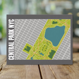 Postal Mapa del Parque Central Moderno Nueva York
